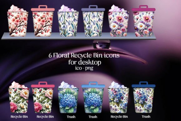 Download Floral Recycle Bin - Trash for Desktop - Premium Resources