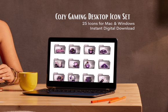 Download Cozy Gaming Desktop Icons - Premium Bundle